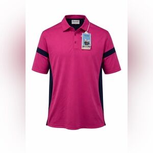 Kartel Golf Polo Shirt Mens fuchsia Navy Technical Fit UV Protection NWT 2XL